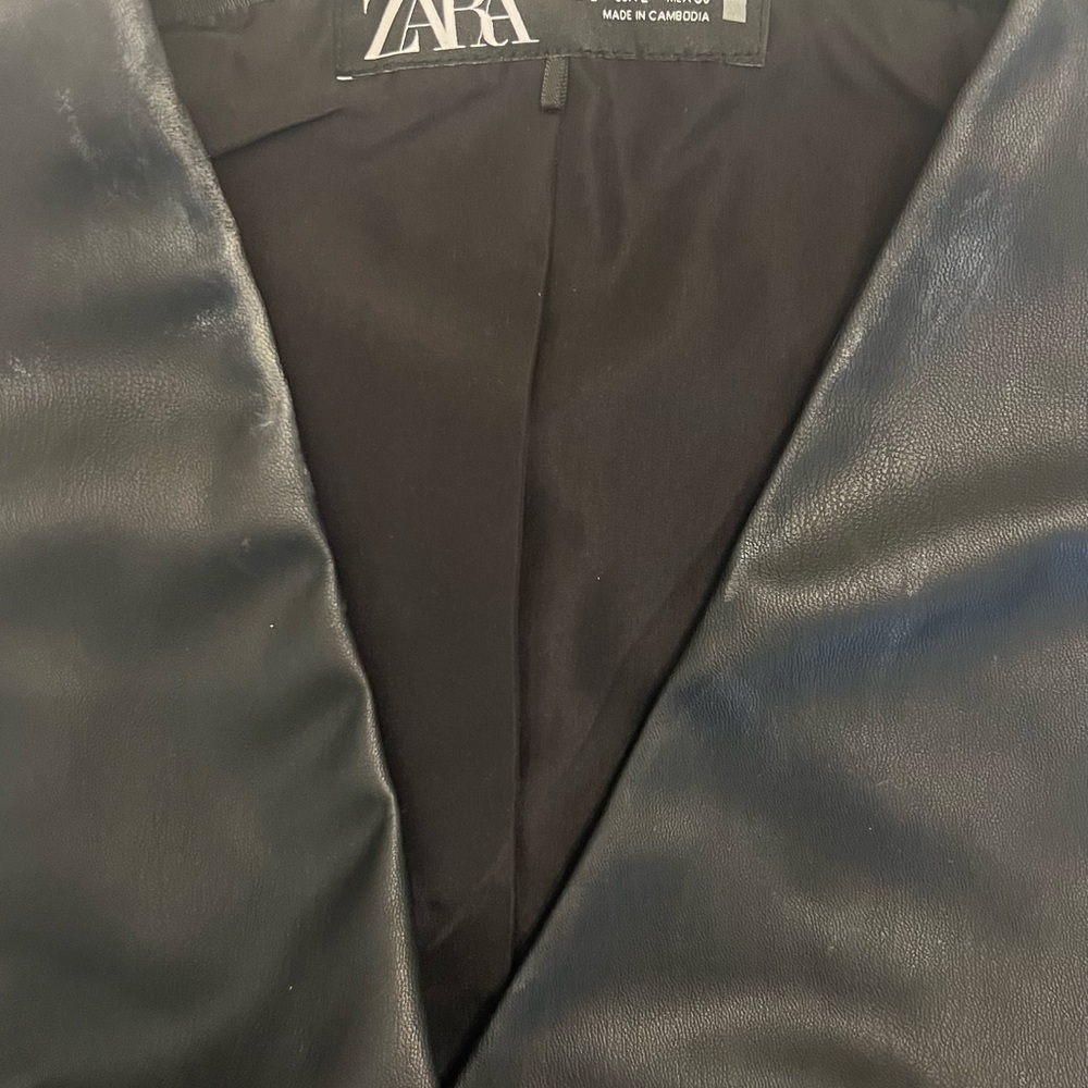 Zara Midnight Black Leather Blazer